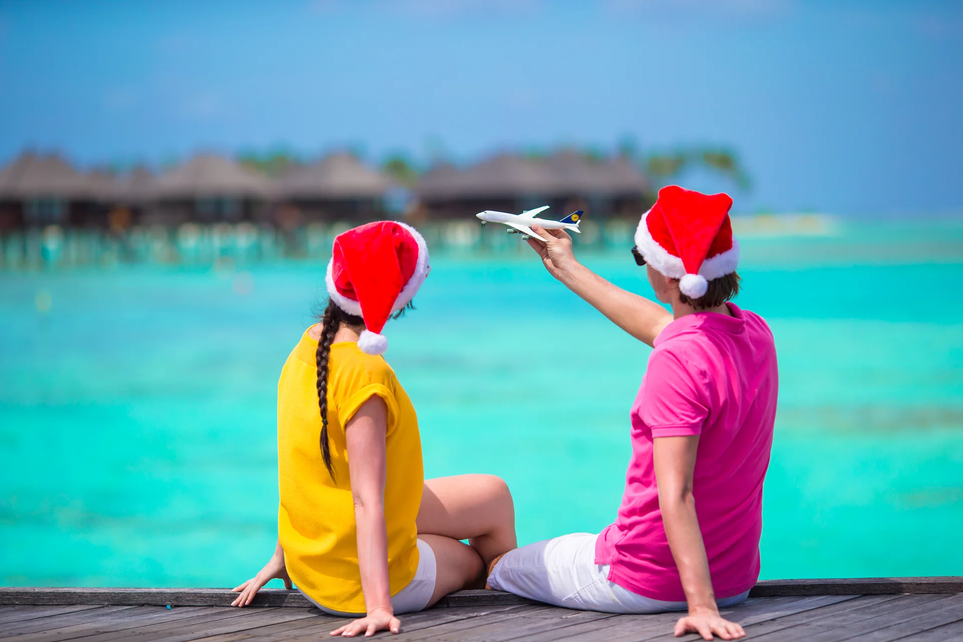 Pareja en Navidad en el Caribe