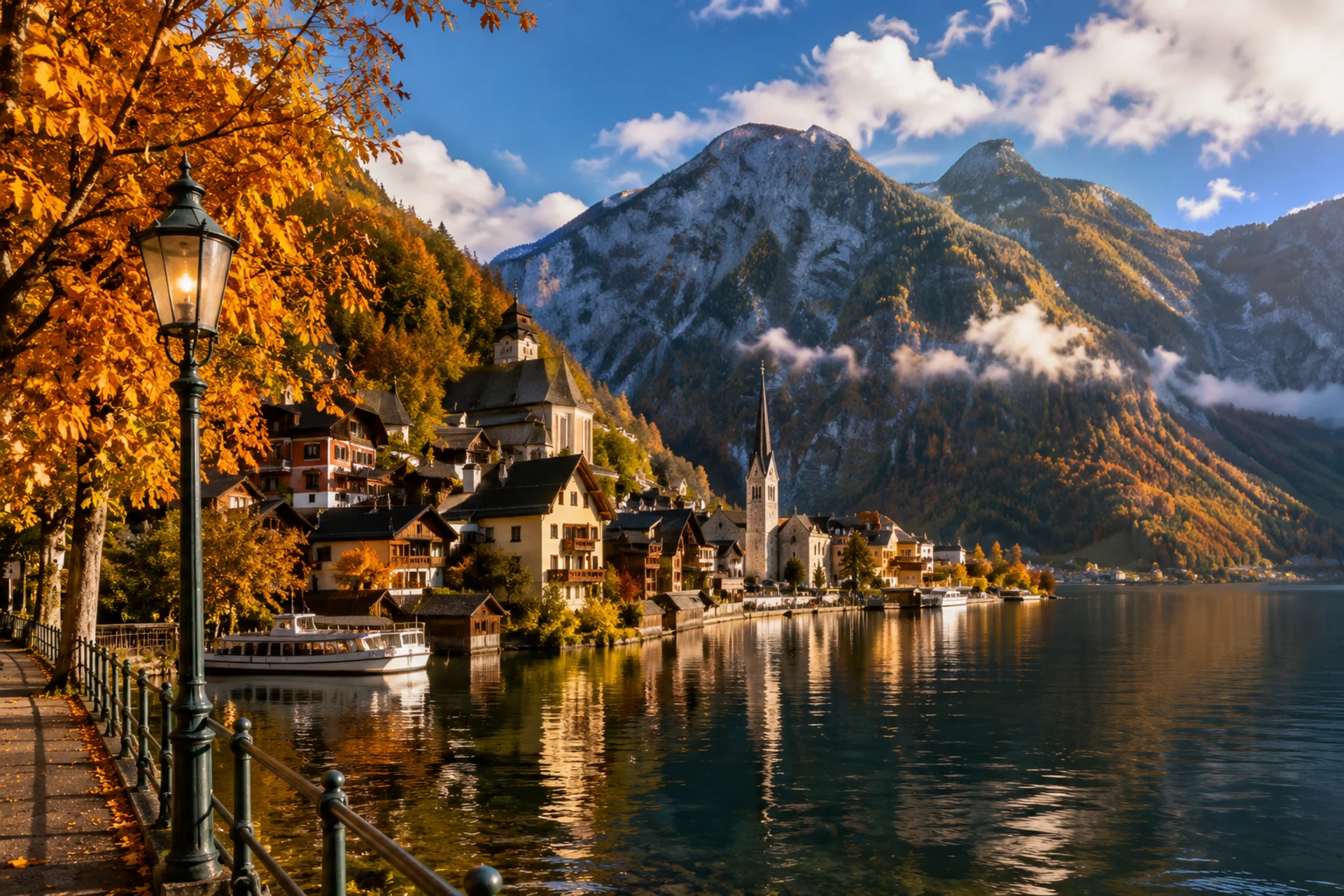 Paisaje de montaña del norte de Europa en otoño