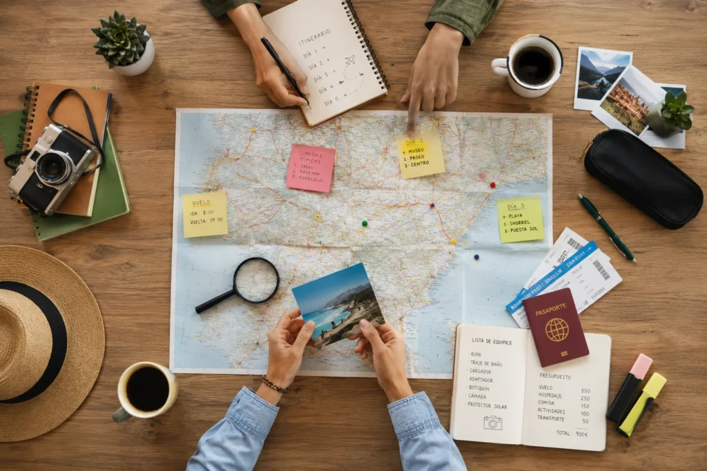 Dos personas organizando un viaje